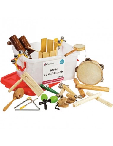 Malle rouge avec 16 instruments de musique outlet