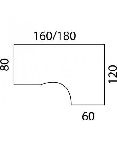 Plan compact asymétrique 90° P.120cm L.160x60cm retour plateau chêne / piètement ou a consommer sur place