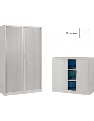 Armoire à rideaux monobloc basse H105cm corps blanc/rideaux blanc de pas cher