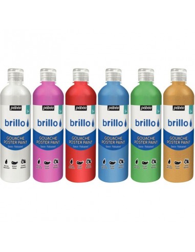 Carton de 6 Flacons 500 ml de gouache brillante BRILLO coloris nacrée Comparez et commandez 