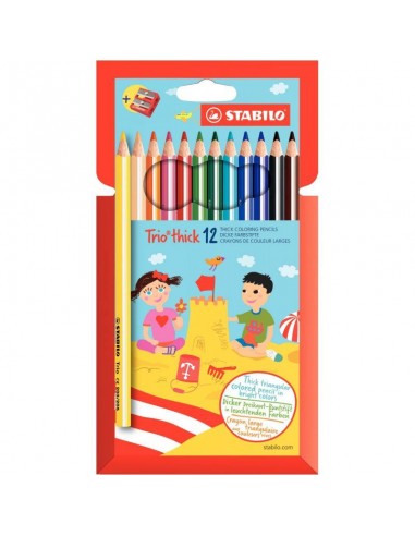 Lot de 12 étuis de 12 crayons de couleurs Trio dont 1 gratuit français