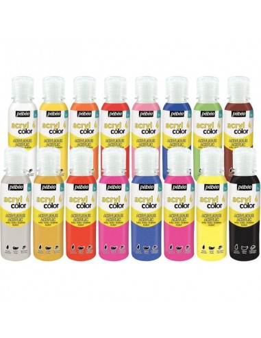 Kit découverte de 16 flacons 150 ml de peinture acrylique ACRYLCOLOR Le MVP de beaucoup