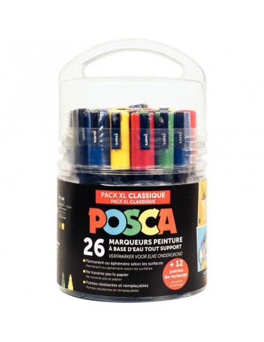 Seau de 26 marqueurs Posca dont 6 offerts sur le site 