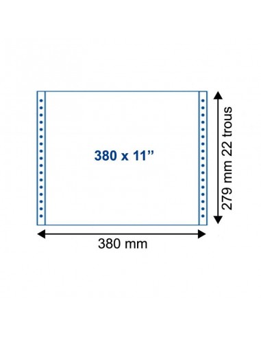 Paquet de 2000 feuilles de listing zone verte 1 pli, 70g, fixe, de format : 380 mm x 11" ou a consommer sur place