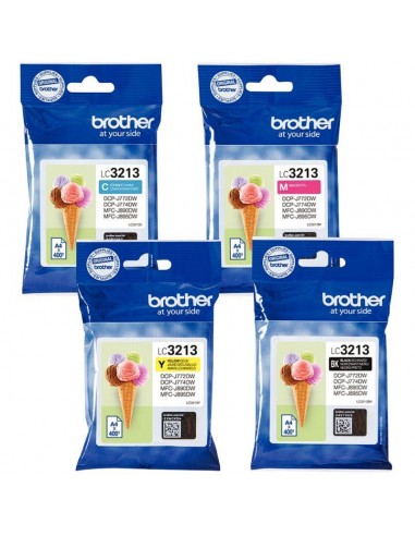 Brother GLACE pack de 4 cartouches jet d'encre noire, cyan, magenta et jaune haute capacité authentique (LC3213VALBP) en stock