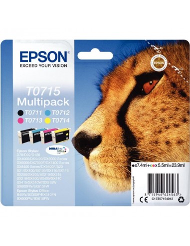 Epson GUÉPARD pack de de 4 cartouches jet d'encre noire, cyan, magenta et jaune authentique (T071540) solde