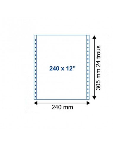 Paquet de 2000 feuilles de listing uni blanc 1 pli, 70g, micro perforé latéral, de format : 240 mm x 12" Voir les baskets