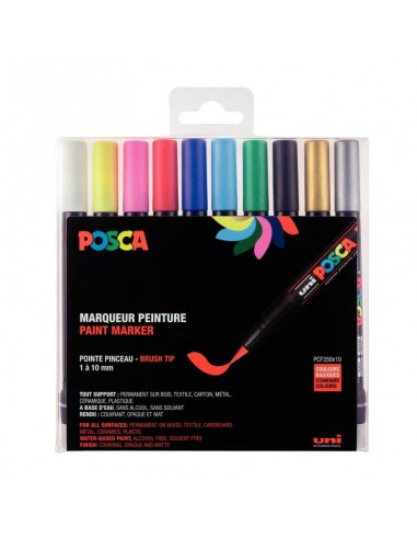 Boîte de 10 marqueurs Posca Brush assortis prix