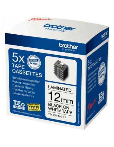 Pack de 5 recharges Brother TZe231 noir/blanc 12 mm sur le site 