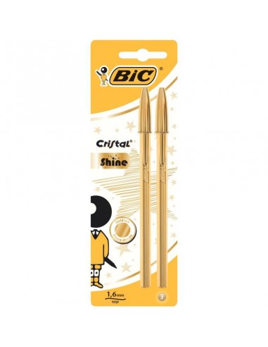 Blister de 2 stylos Cristal Shine Gold encre dorée l'achat 