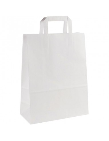 Carton de 200 sacs kraft blanc 26+12x34cm poignées plates Les êtres humains sont 