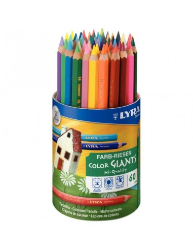 Pot de 60 crayons de couleur mines diamètre 6,25mm assortis la chaussure