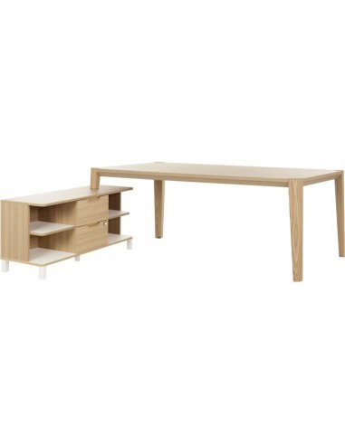 Bureau avec retour Absolu L200/235xH75xP184cm chêne structuré shop